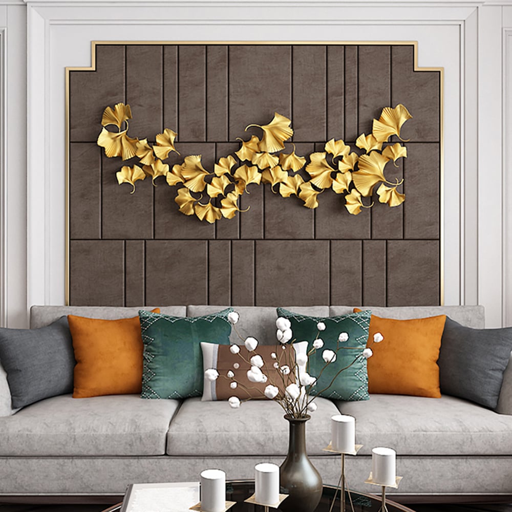 Metal Gold Ginko Leaves Modern Home Wall Decor Art Style A window image