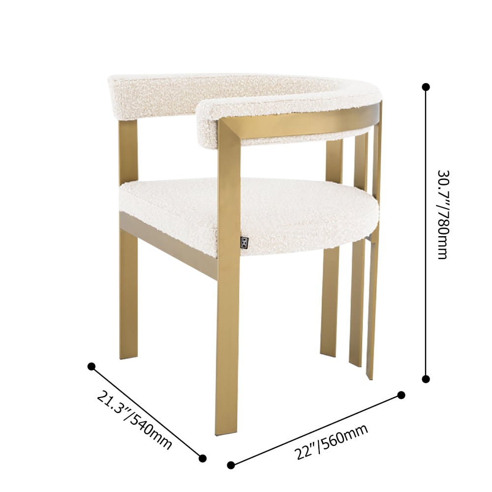 Post-modern Accent Chair Metal & Lamb Wool in White & Gold window image