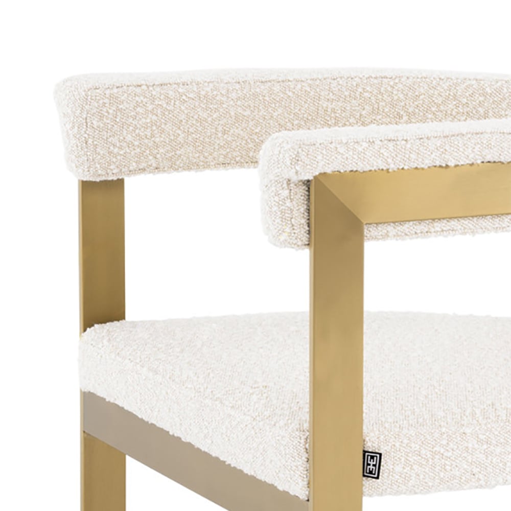 Post-modern Accent Chair Metal & Lamb Wool in White & Gold window image