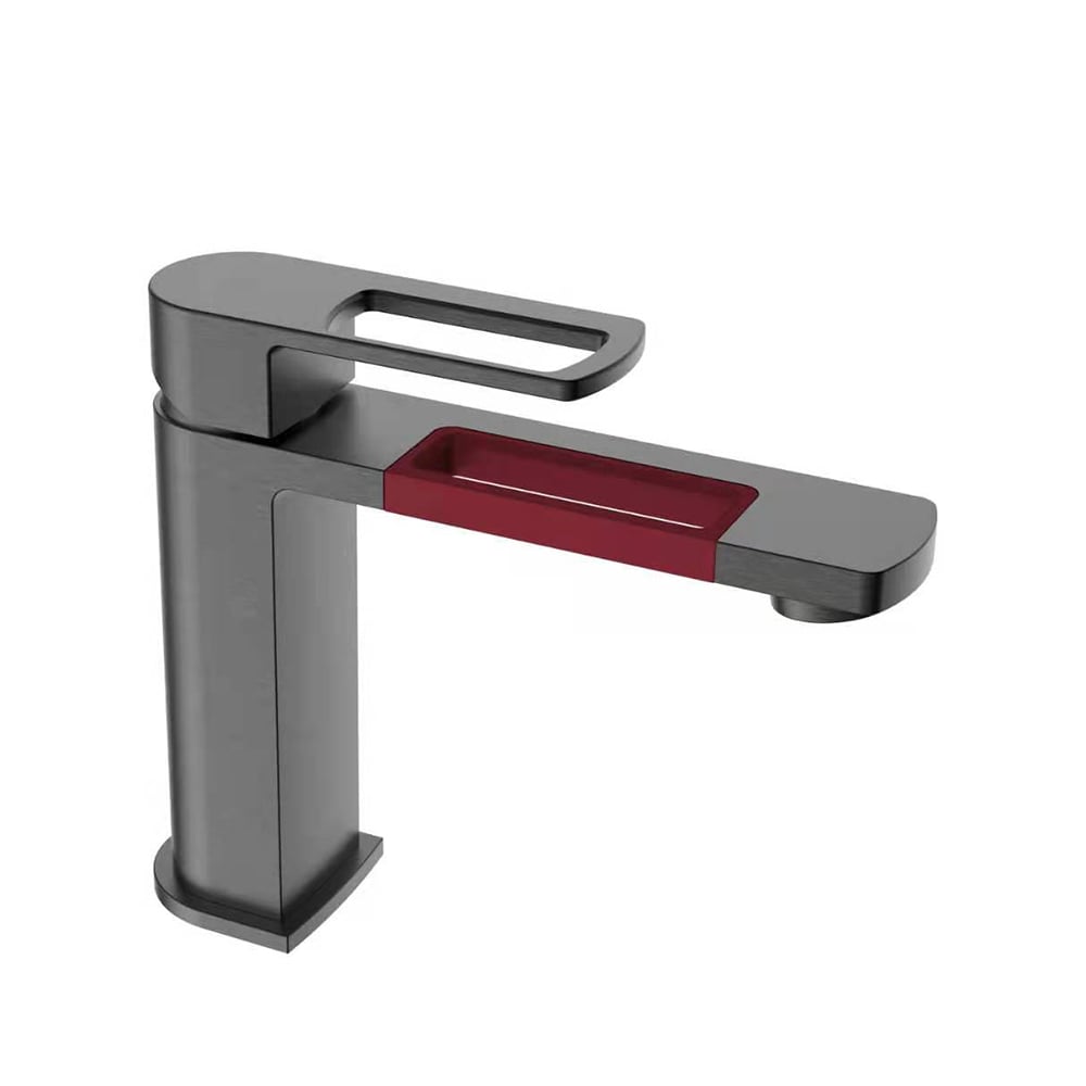 Gunmetal Single Lever Handle Bathroom Basin Tap Monobloc Solid Brass window image