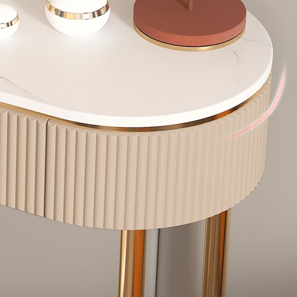 1000mm Champagne Marble Top Mirrored Makeup Vanity Set with 1 Stool window image