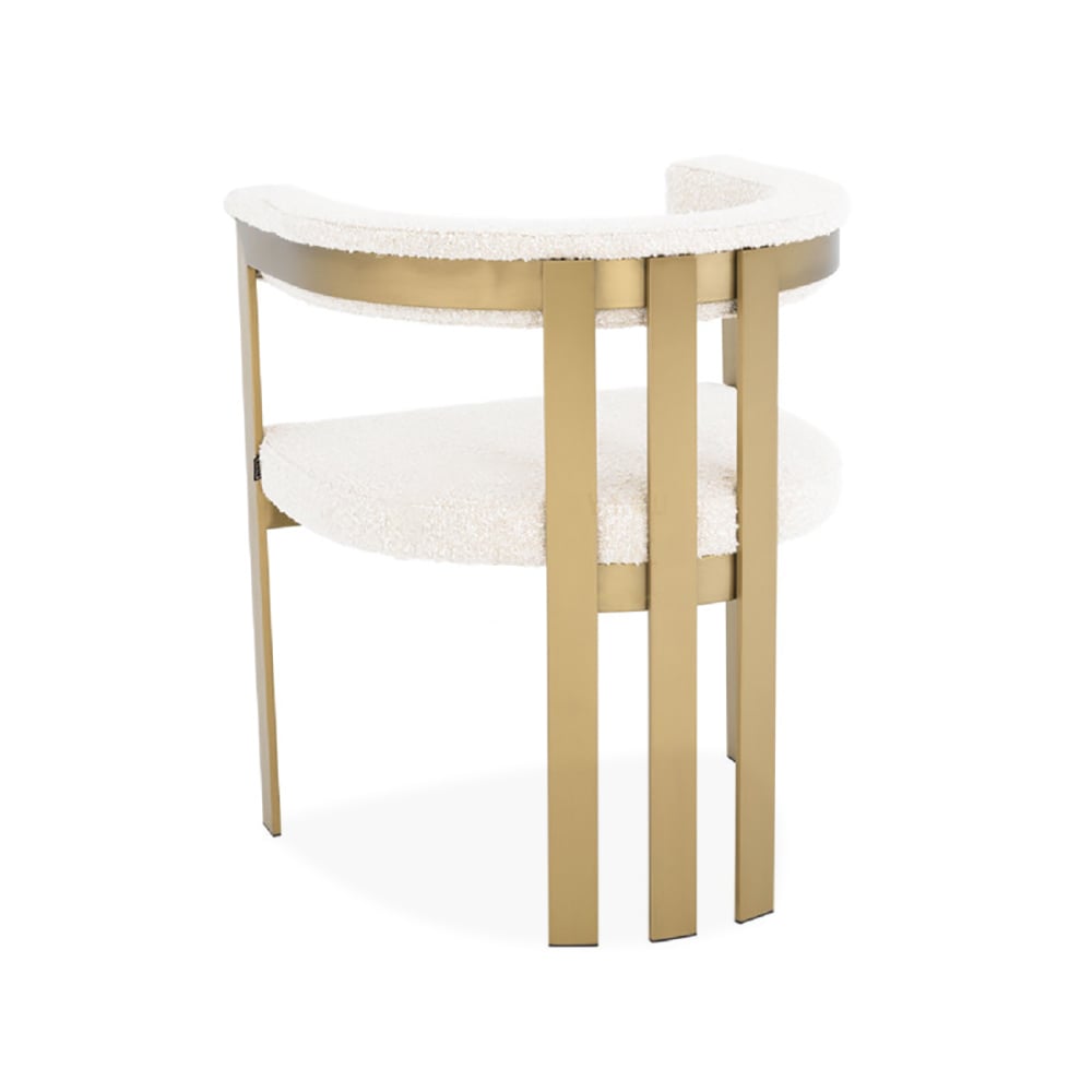 Post-modern Accent Chair Metal & Lamb Wool in White & Gold window image