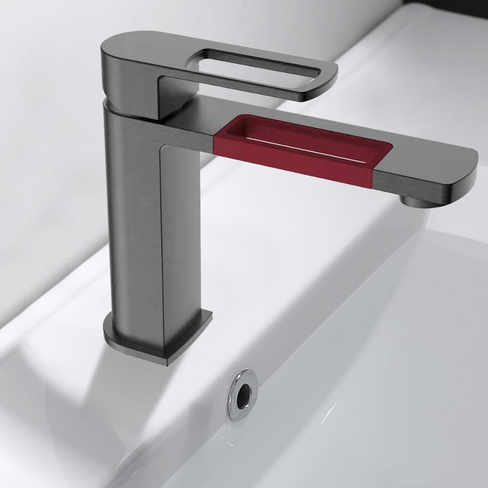 Gunmetal Single Lever Handle Bathroom Basin Tap Monobloc Solid Brass window image