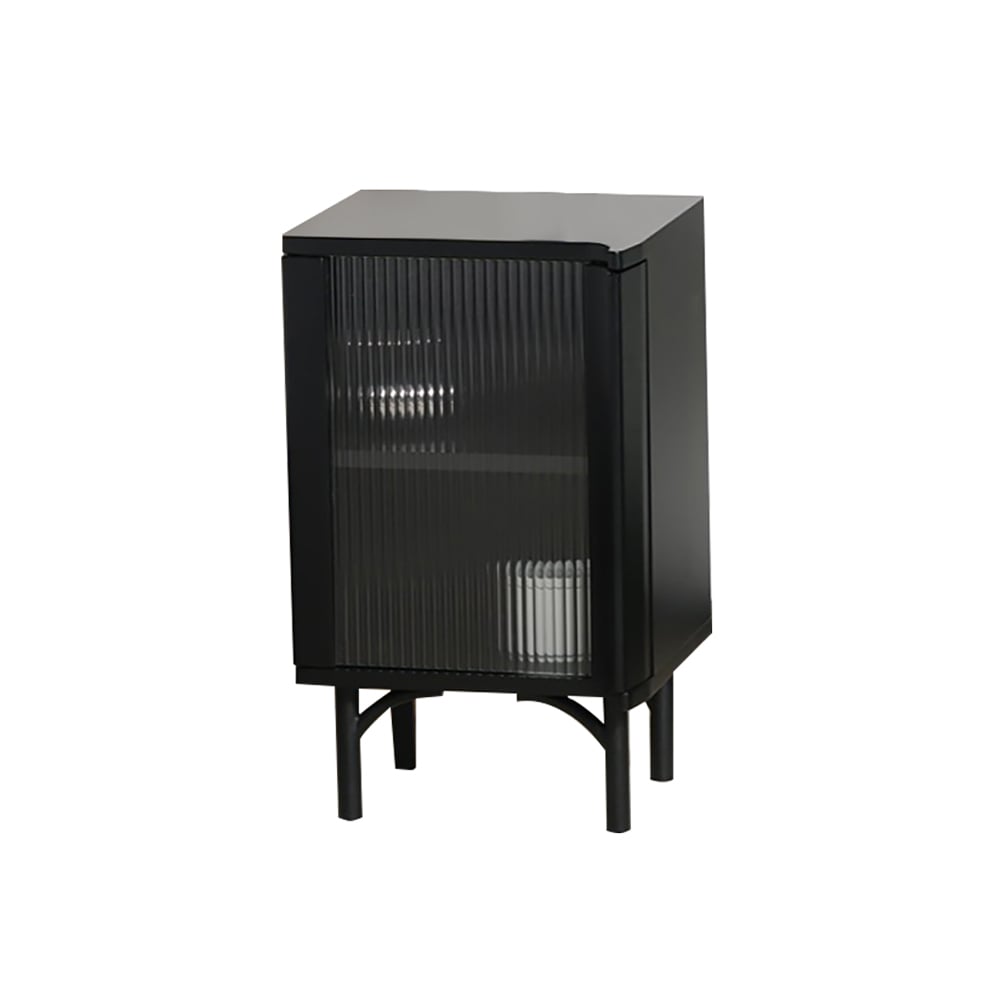 Black Bedroom Nightstand with Storage Modern Bedside Table window image