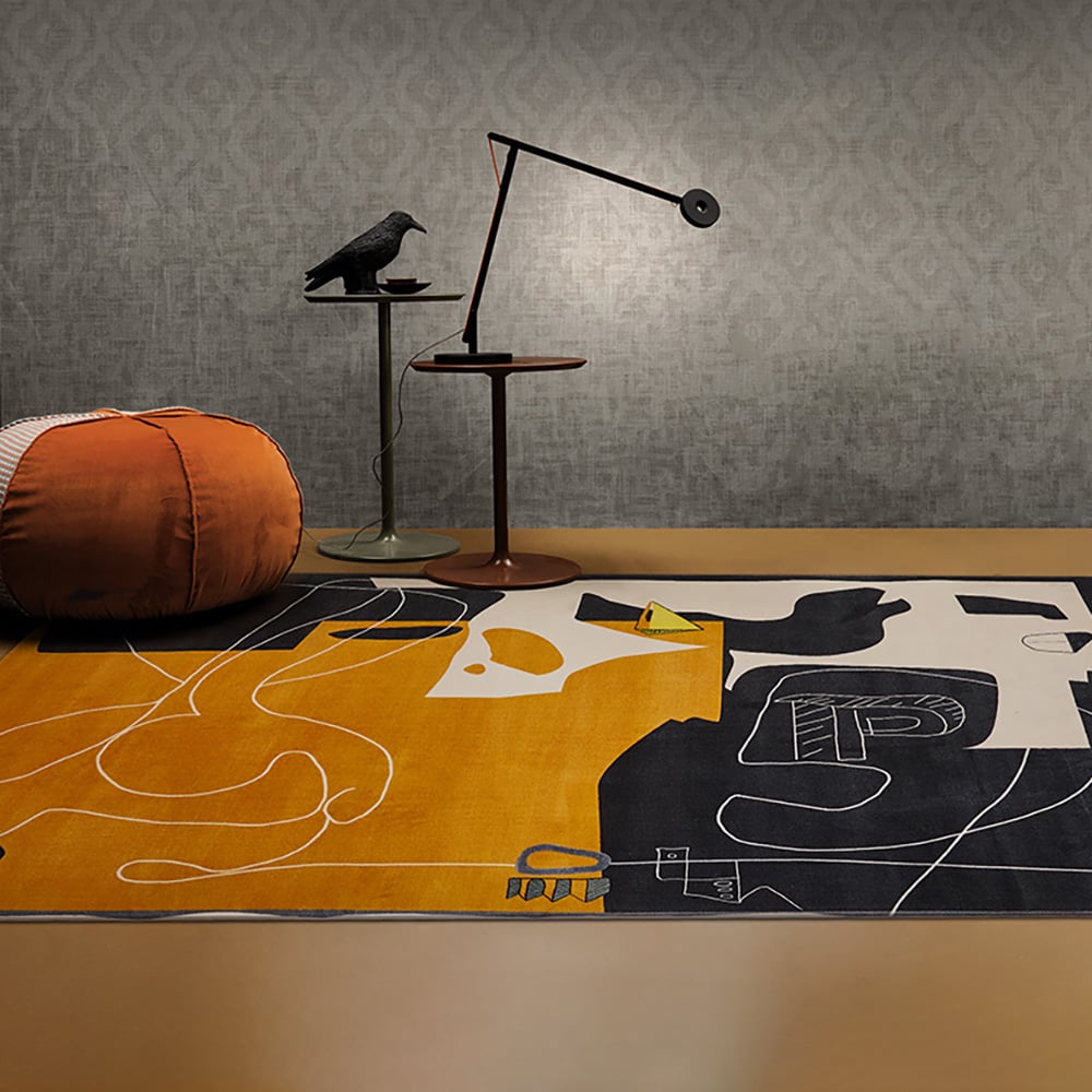 Tapis rectangulaire jaune imaginatif de style moderne 2 740 mm x 3 650 mm image de fenêtre