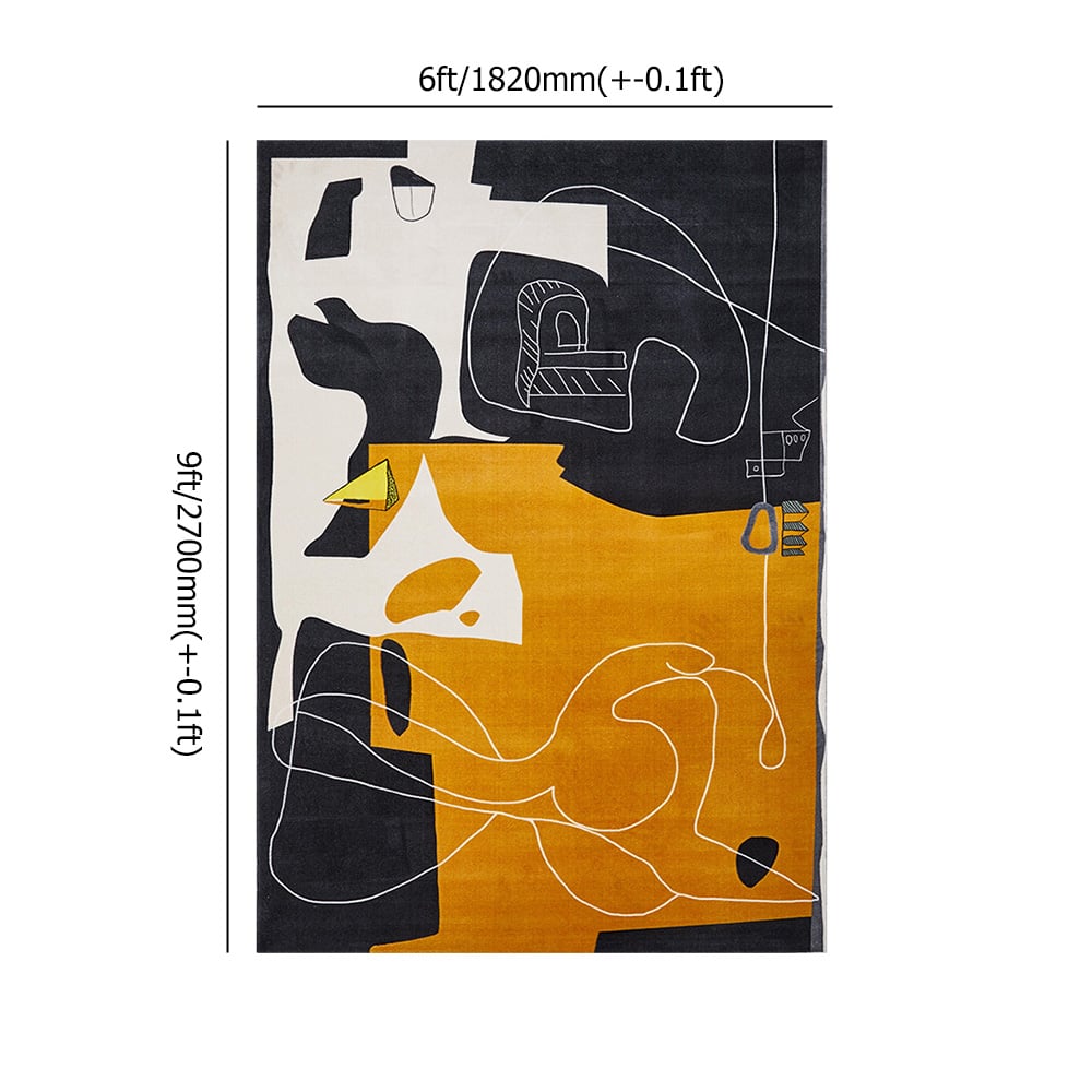 Tapis rectangulaire jaune imaginatif de style moderne 2 740 mm x 3 650 mm image de fenêtre