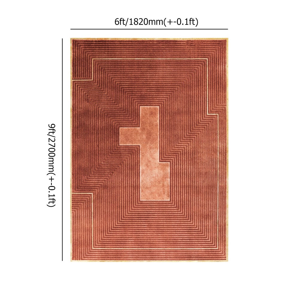 9' x 12' Designer Modern Style Retangular Red Geometric and Physics Area Rug