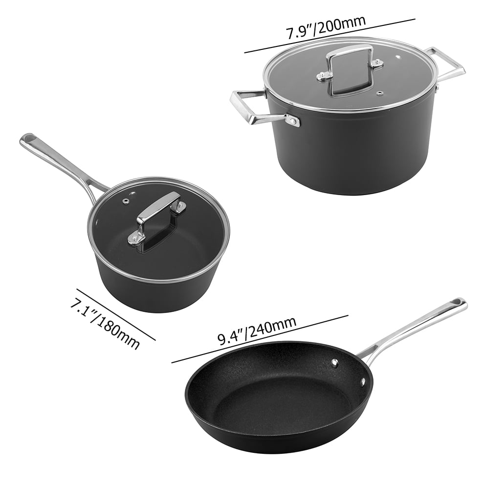 5 Pieces Aluminum Nonstick Cookware Set Pots and Pans Set