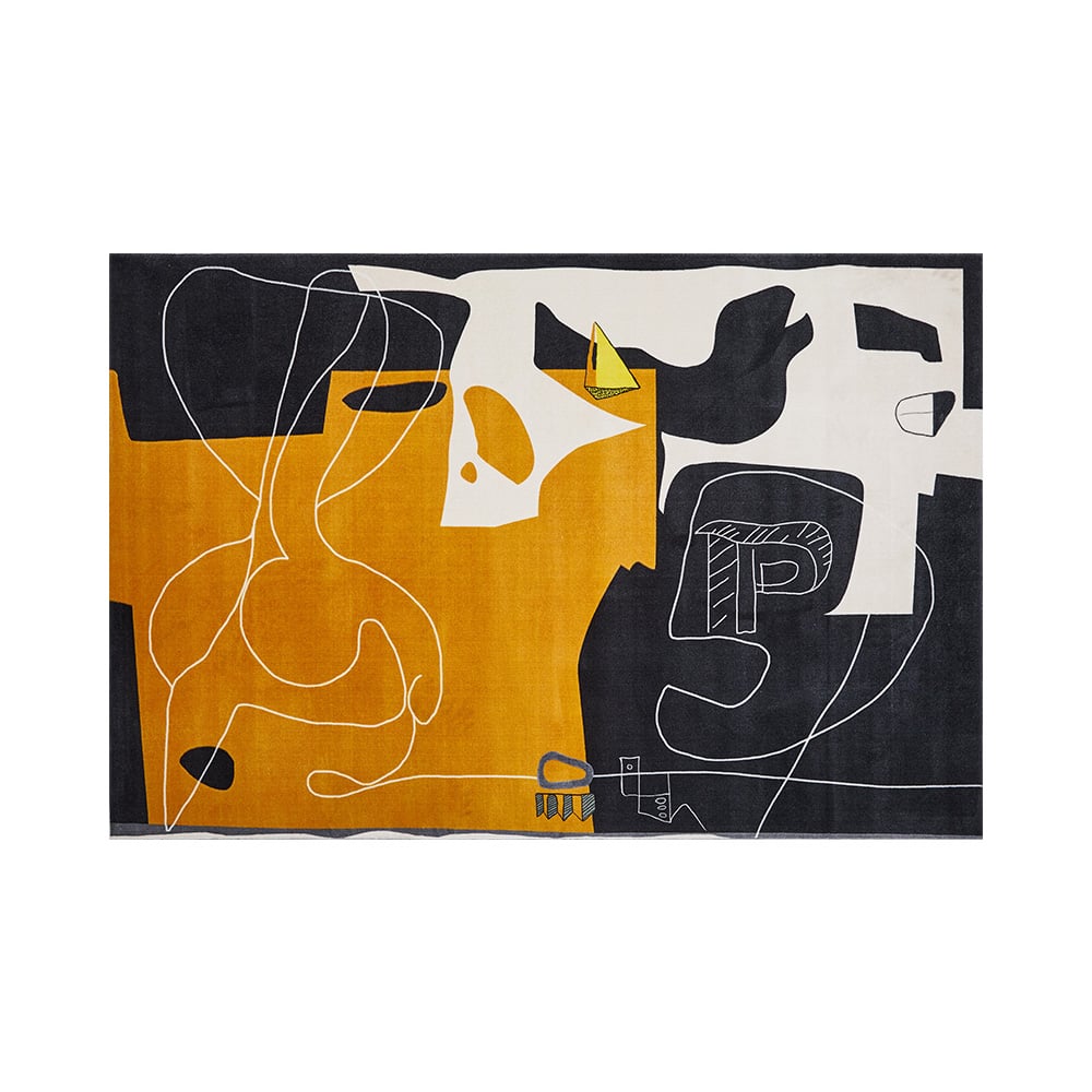 Tapis rectangulaire jaune imaginatif de style moderne 2 740 mm x 3 650 mm image de fenêtre