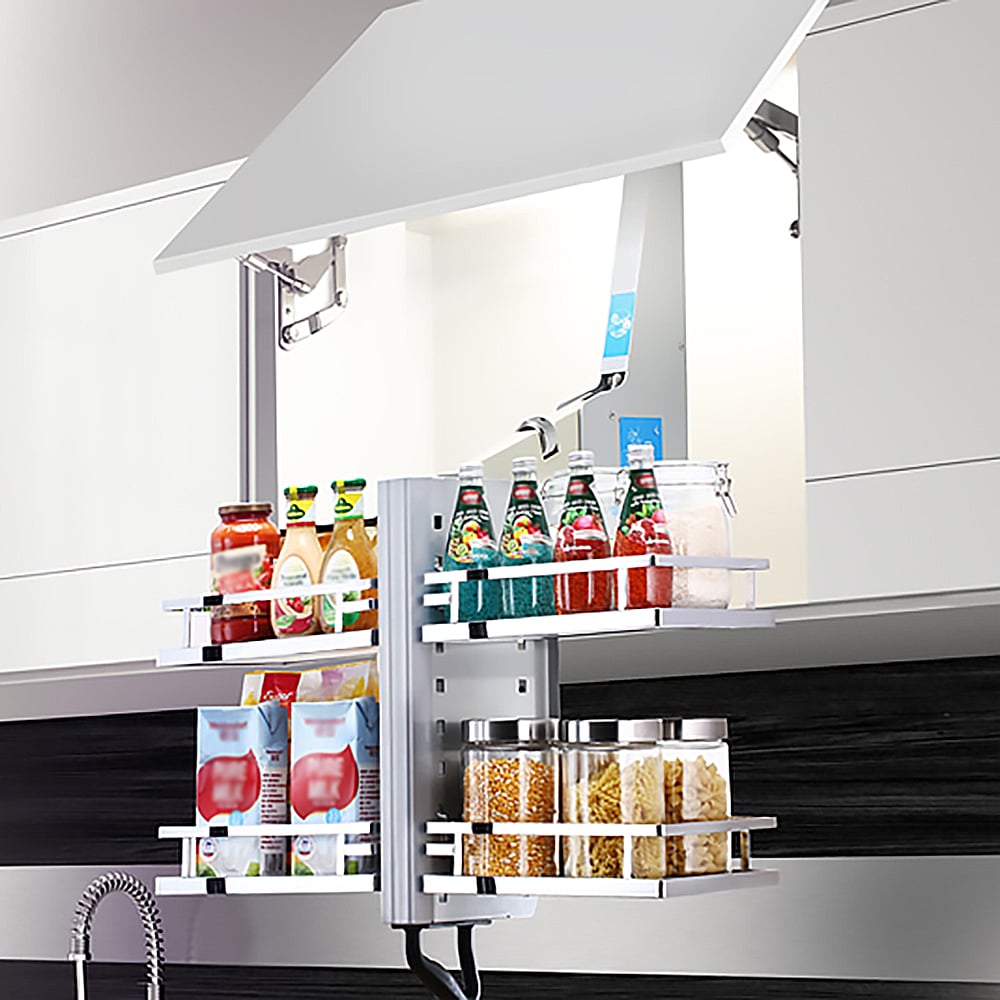 Liftable Bowl Seasoning Basket Double-layer Pull-Out Pantry window image