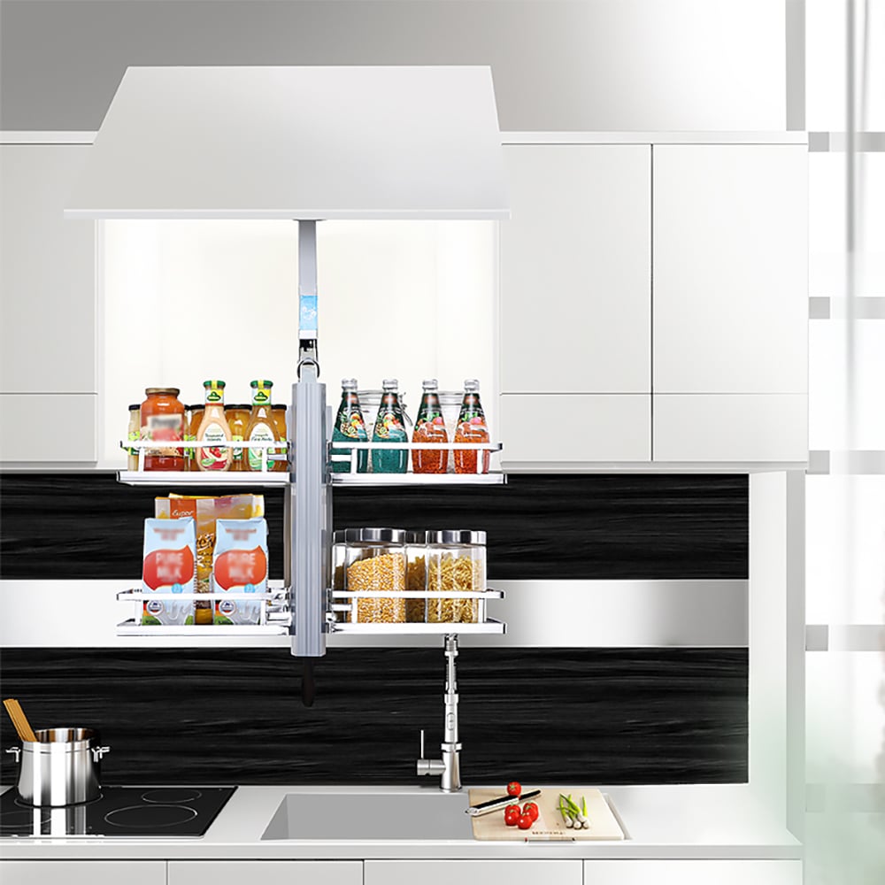 Liftable Bowl Seasoning Basket Double-layer Pull-Out Pantry window image