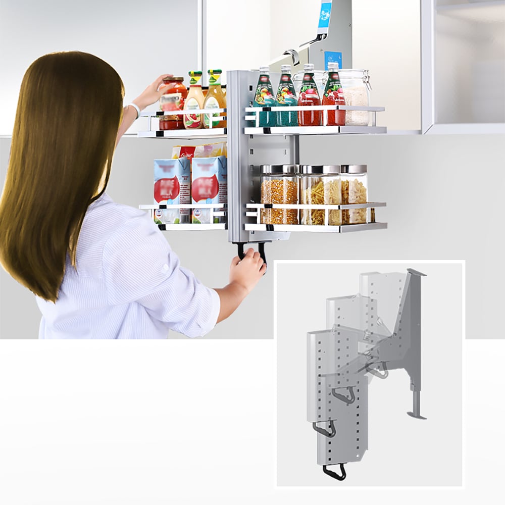 Liftable Bowl Seasoning Basket Double-layer Pull-Out Pantry window image