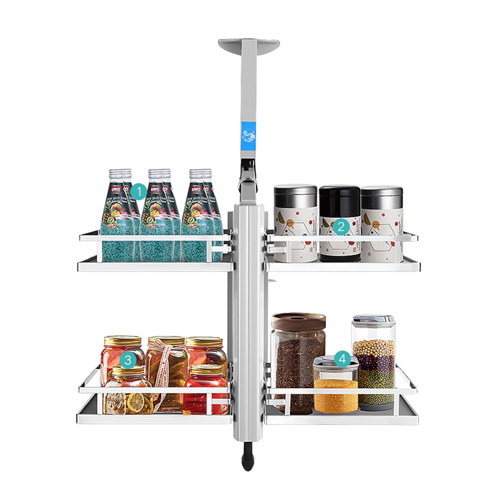 Liftable Bowl Seasoning Basket Double-layer Pull-Out Pantry window image