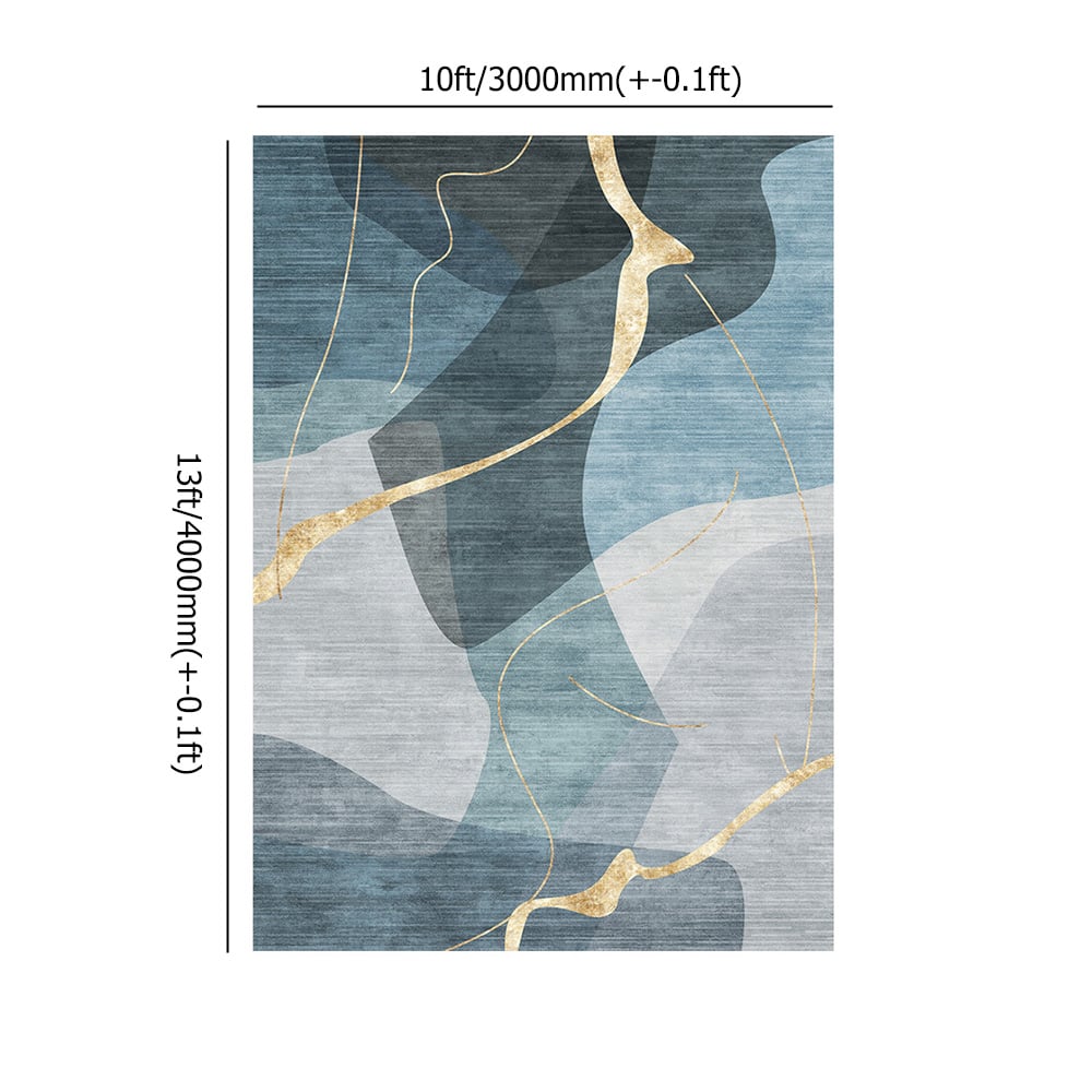 3000mm x 4000mm Multi-purpose Modern Style Retangular Blue & Gold Florid Area Rug weights dimensions image