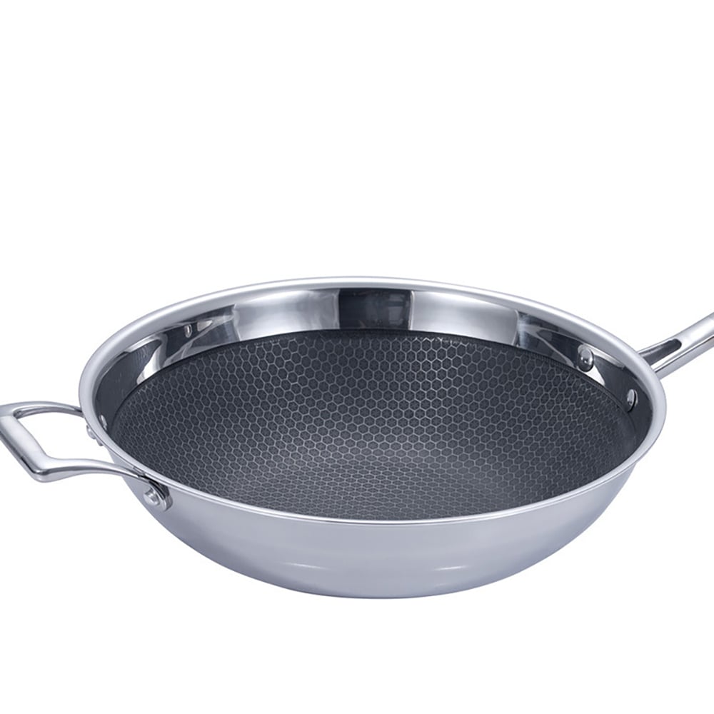 Sartén de plata de acero inoxidable de 3 capas antiadherente multiusos de 3 piezas Imagen de ventana