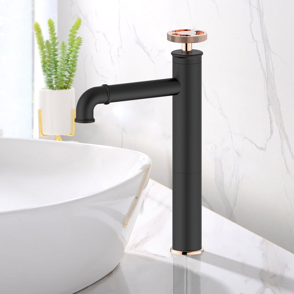 Ruth Industrial Pipe Single Lever Handle Bathroom Countertop Basin Tap Mono Solid Brass window image