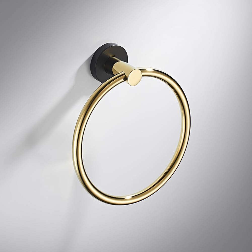 Ensemble de quincaillerie murale 5 pièces pour salle de bain en or et noir image de fenêtre