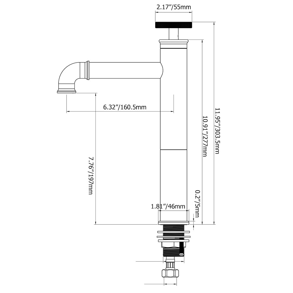 Ruth Industrial Pipe Single Lever Handle Bathroom Countertop Basin Tap Mono Solid Brass window image