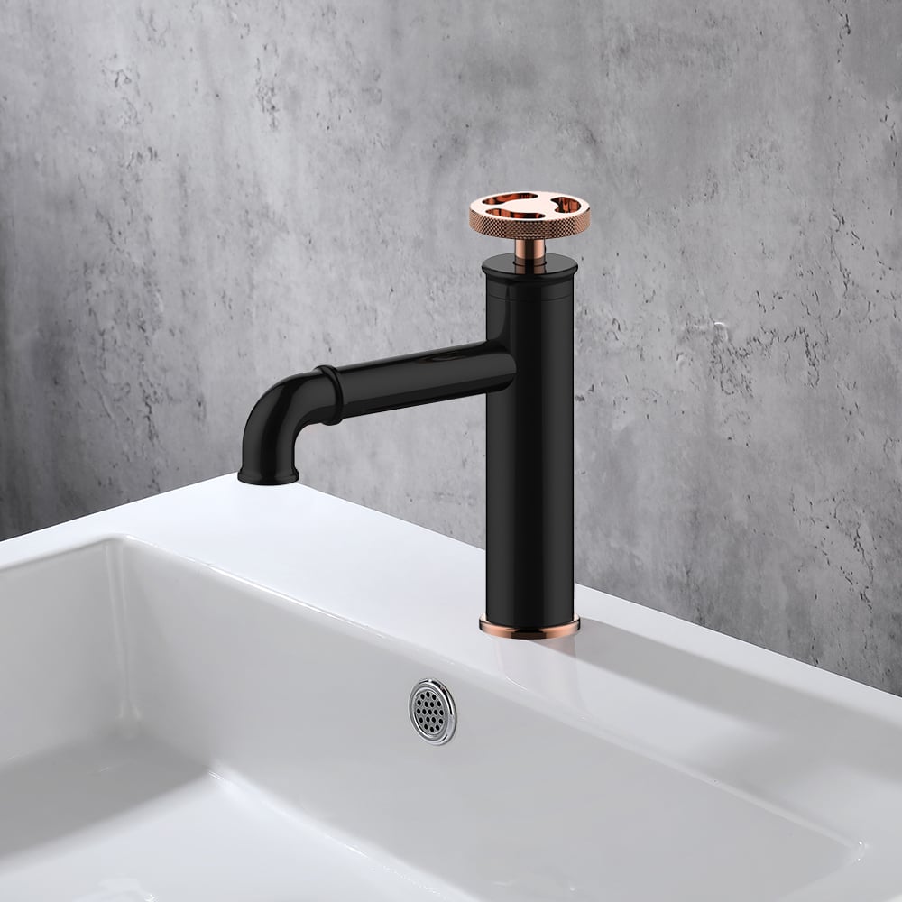 Ruth Industrial Pipe Single Handle Bathroom Basin Tap Mono Solid Brass window image