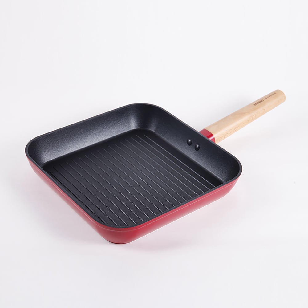 Juego de utensilios de cocina antiadherente de aluminio de 7 piezas, utensilios de cocina antibacterianos con mango de haya Imagen de ventana