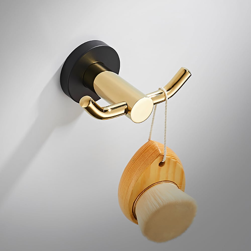 Ensemble de quincaillerie murale 5 pièces pour salle de bain en or et noir image de fenêtre