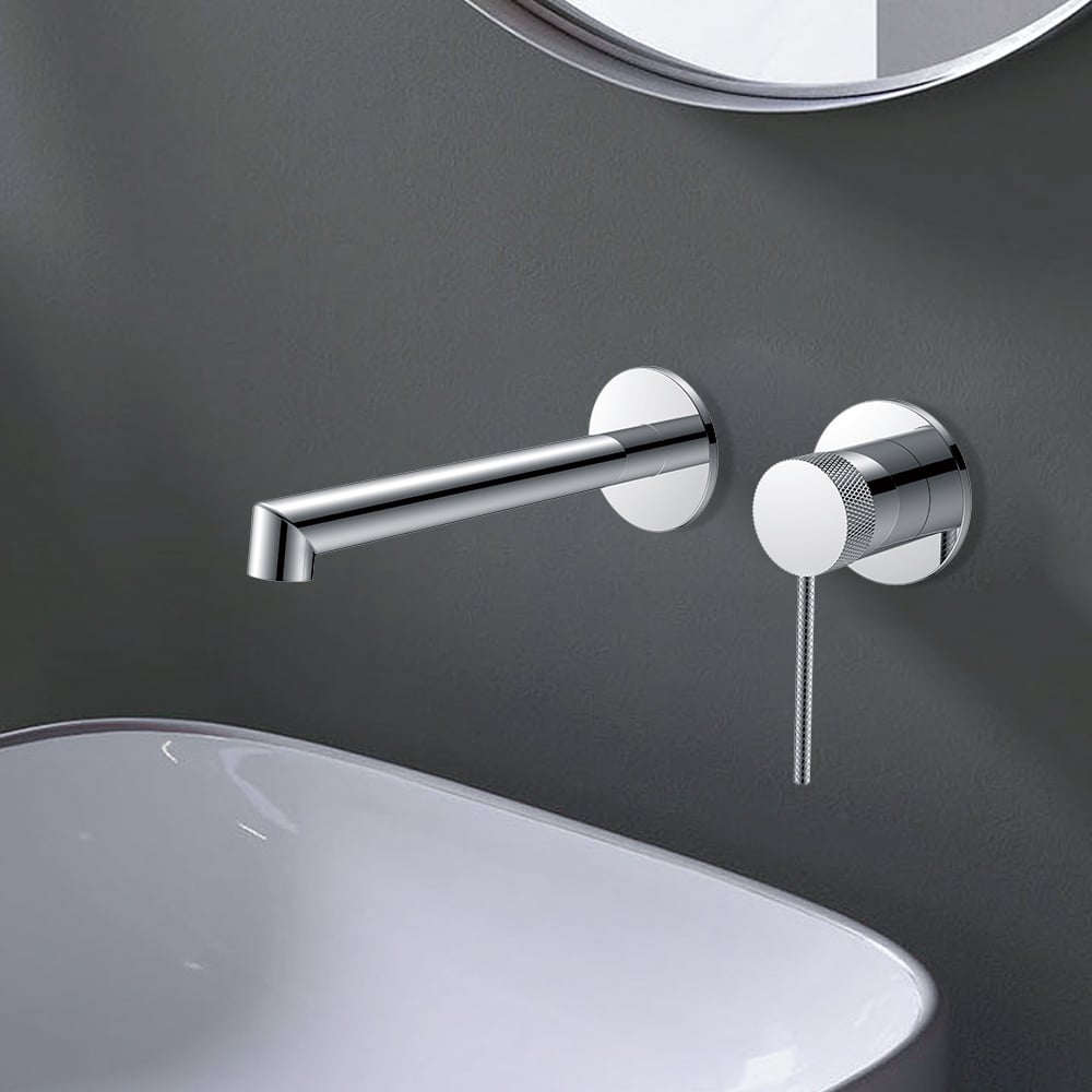 Grifo monomando de pared para lavabo, latón, cromo pulido Imagen de ventana