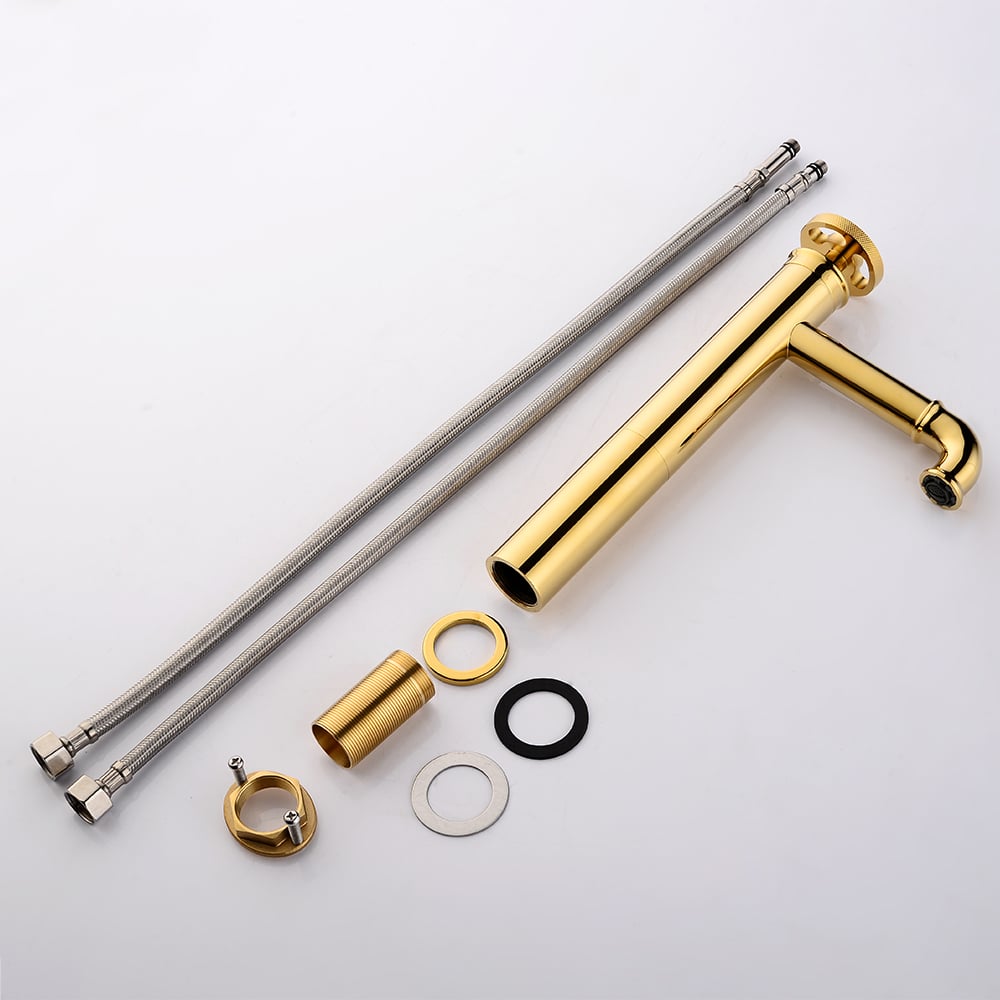 Ruth Industrial Pipe Single Lever Handle Bathroom Countertop Basin Tap Mono Solid Brass window image