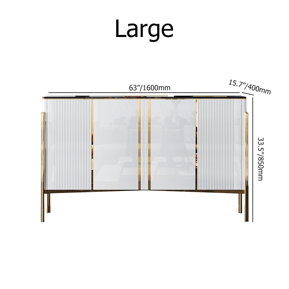 White Marble and MDF Modern Sideboard Cabinet with Doors and Shelves window image