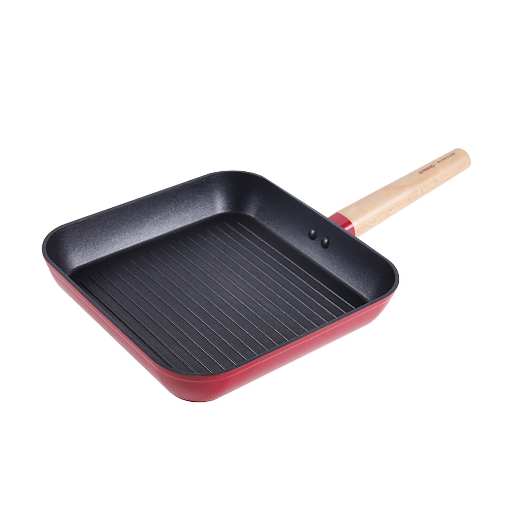 Juego de utensilios de cocina antiadherente de aluminio de 7 piezas, utensilios de cocina antibacterianos con mango de haya Imagen de ventana