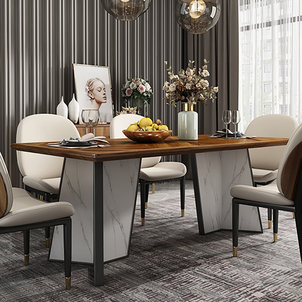 70.9" Rectangular Wood Dining Table Modern Table for 4~6 People window image