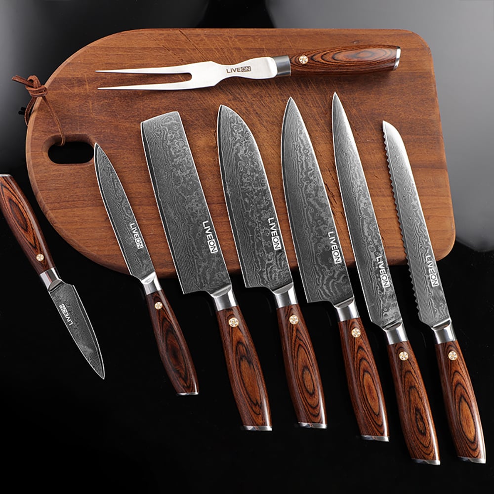 Ensemble de couteaux en acier Damas 13 pièces avec étui image de fenêtre