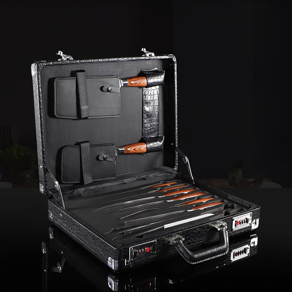 Ensemble de couteaux en acier Damas 13 pièces avec étui image de fenêtre