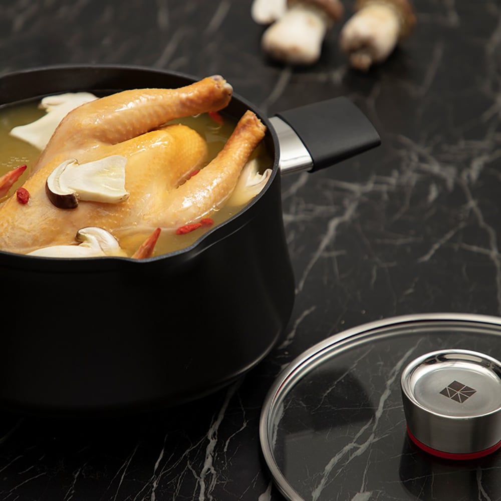 6 Pieces Nonstick Aluminum Cookware Set Antibacterial Cookware with Stay Cool Handle window image