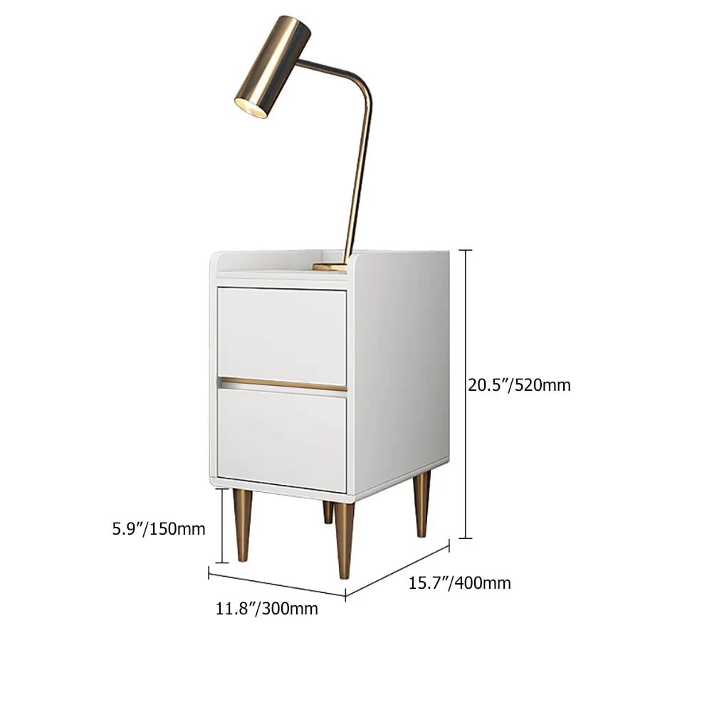 Italian Black Nightstand Sintered Stone Top with 2 Drawers in Gold window image