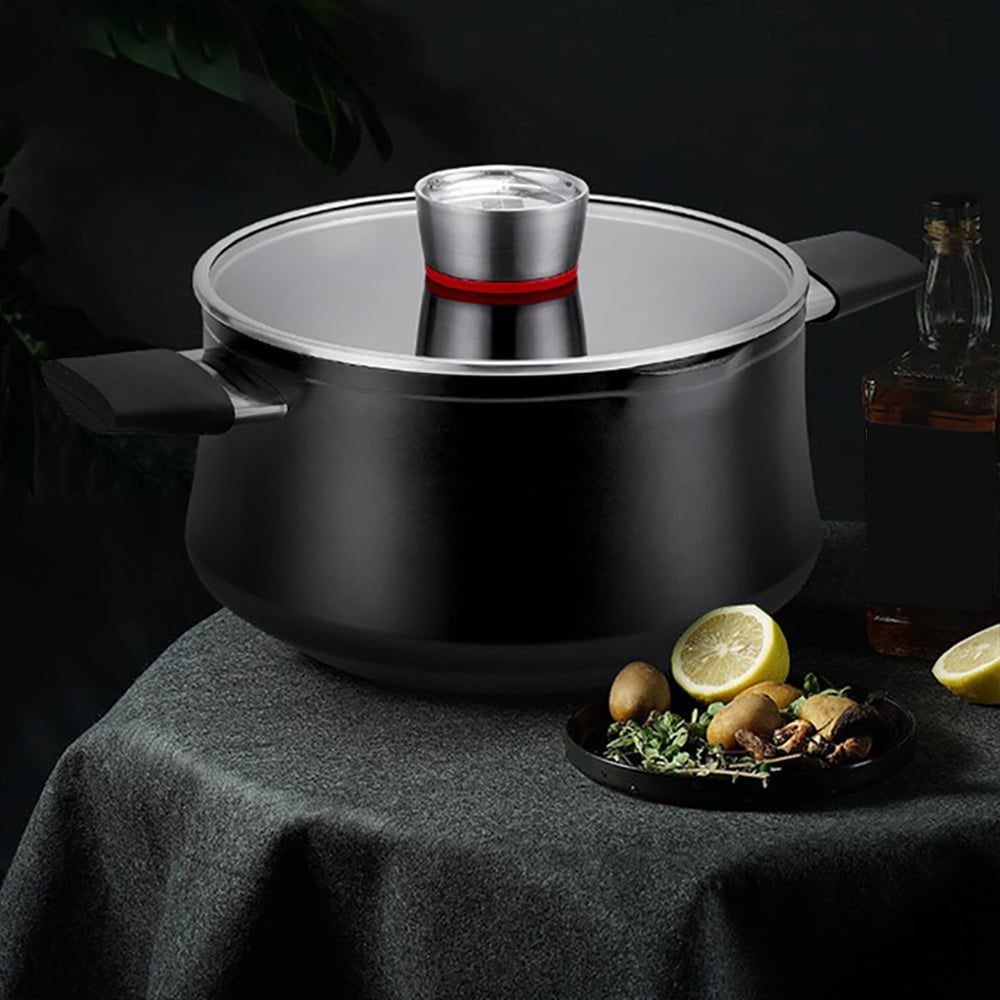 6 Pieces Nonstick Aluminum Cookware Set Antibacterial Cookware with Stay Cool Handle window image