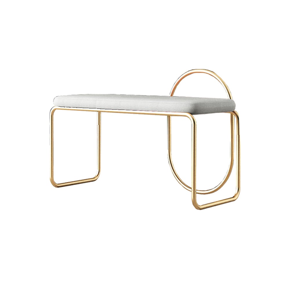 Gray Entryway Bench Upholstered Velvet Modern Bench in Gold window image