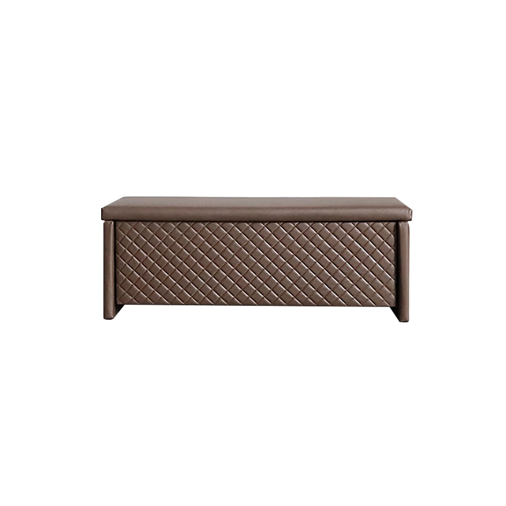 Coffee Leather Upholstered Liftable Entryway Bench with Storage Ottoman One Drawer window image