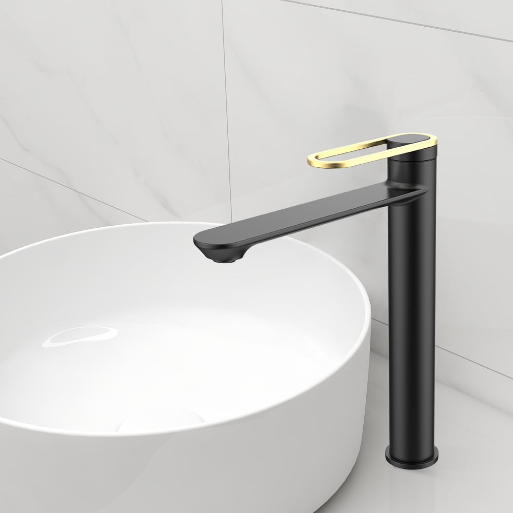 Robinet de comptoir de salle de bain à levier creux unique en laiton massif image de fenêtre