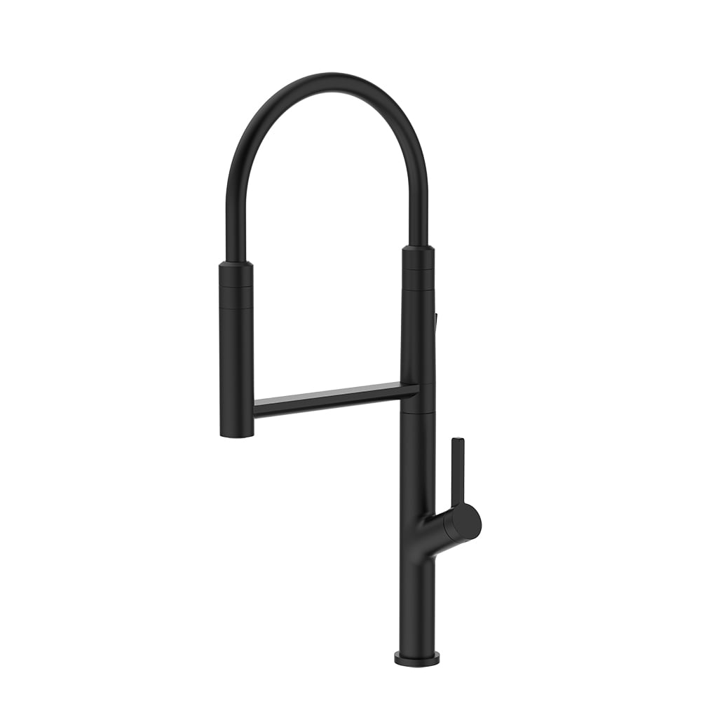 Black Monobloc Kitchen Tap Dual Spouts Magnetic Spray Solid Brass window image