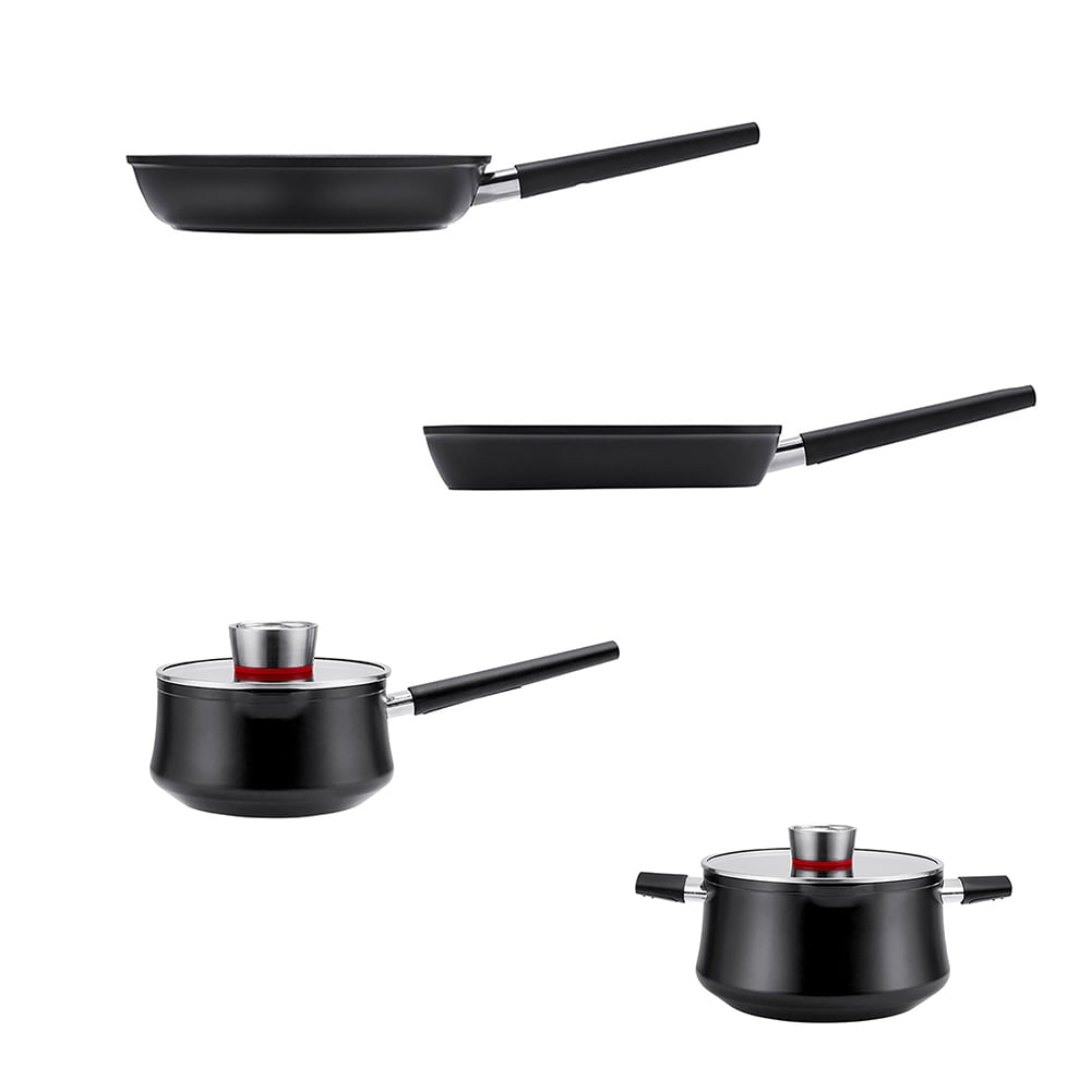 6 Pieces Nonstick Aluminum Cookware Set Antibacterial Cookware with Stay Cool Handle window image