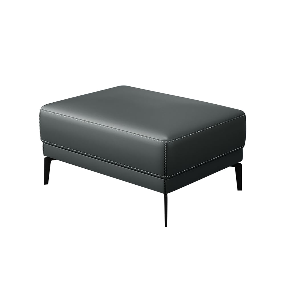 Grey Bench Entryway Ottoman Upholstered Ottoman Genuine Leather & Faux Leather window image