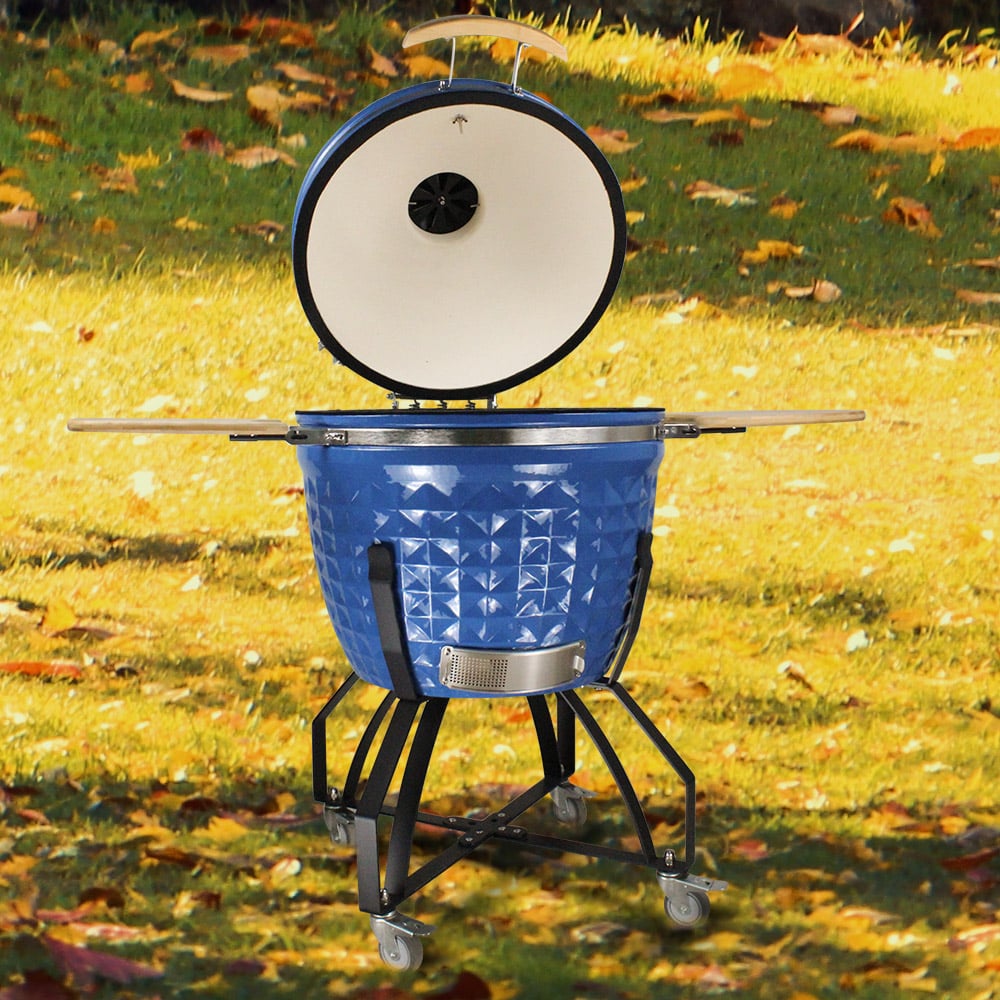 26" Multi-purpose Portable Ceramic Kamado Grill with Quadripod and Wheels window image