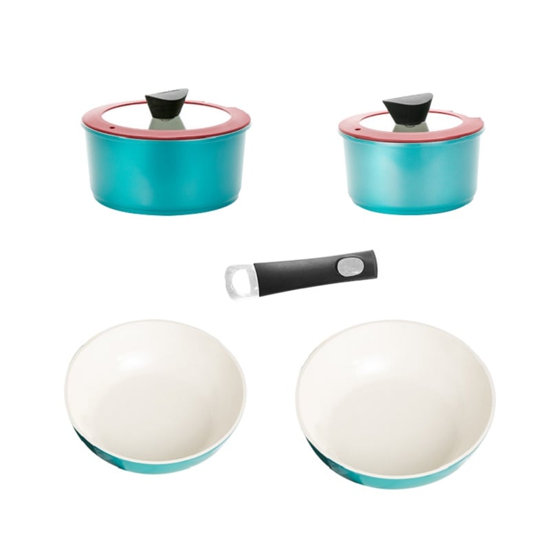 7 Pieces Aluminum Nonstick Cookware Set with Detachable Handle window image