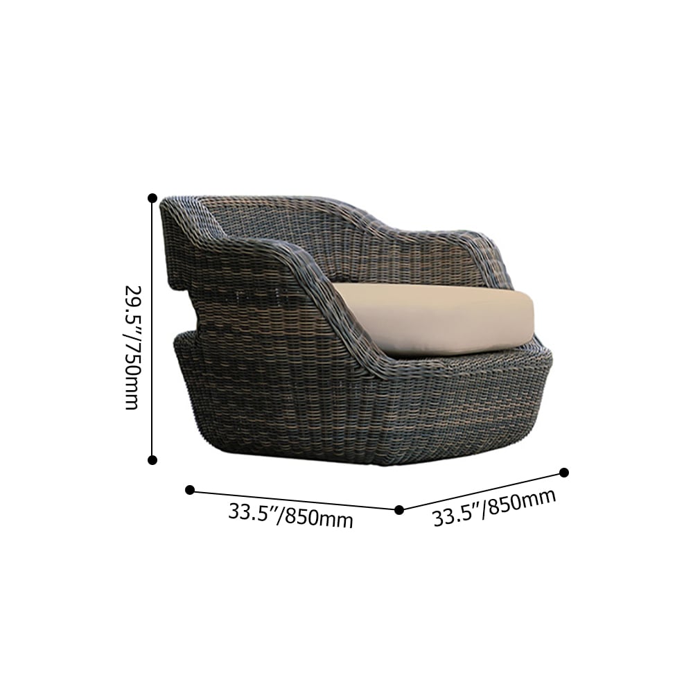 Fauteuil d'appoint rustique d'extérieur avec coussin en rotin image de fenêtre