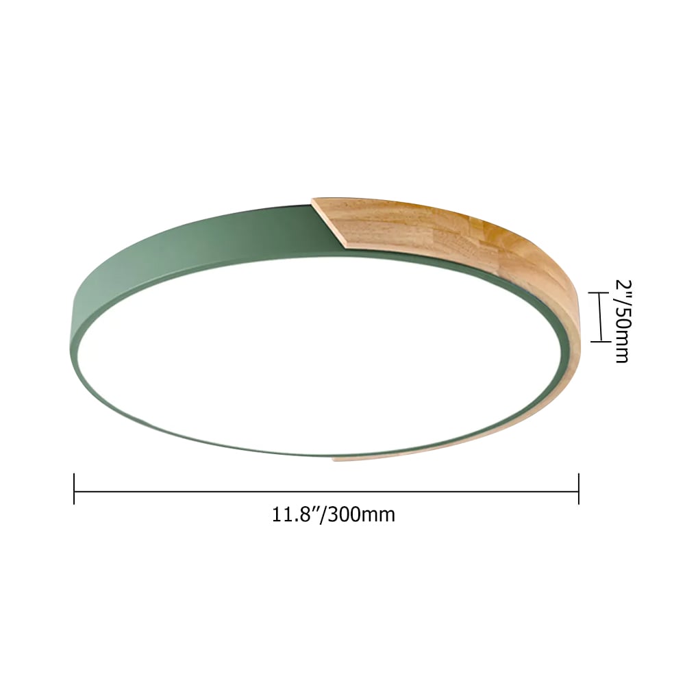 Modern LED Drum Small Flush Mount Ceiling Light Dimmable in Green weights dimensions image