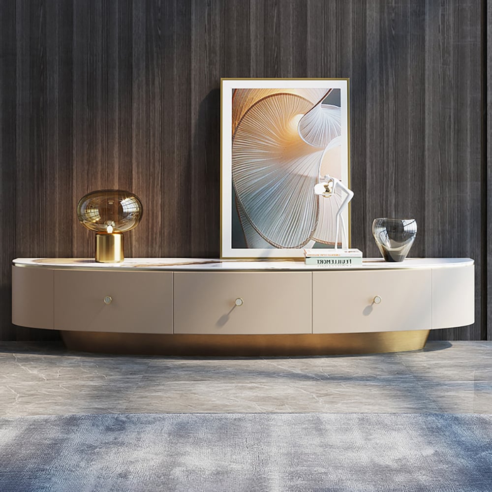 78.7" Sintered Stone Top TV Console with Drawers TV Stand in Champagne window image