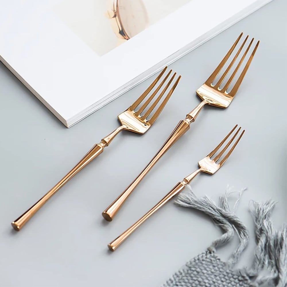 60 Pieces Stainless Steel Flatware Set in Bamboo Shape, Service for 12 window image