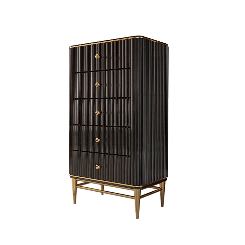 650mm borst licht luxe zwart en goud dressoir met 5 lades Vensterafbeelding