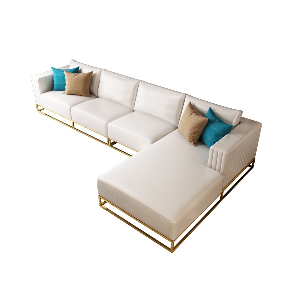 139" Modern Faux Leather L-Shape Sectional Corner Sofa Pillow Included window image