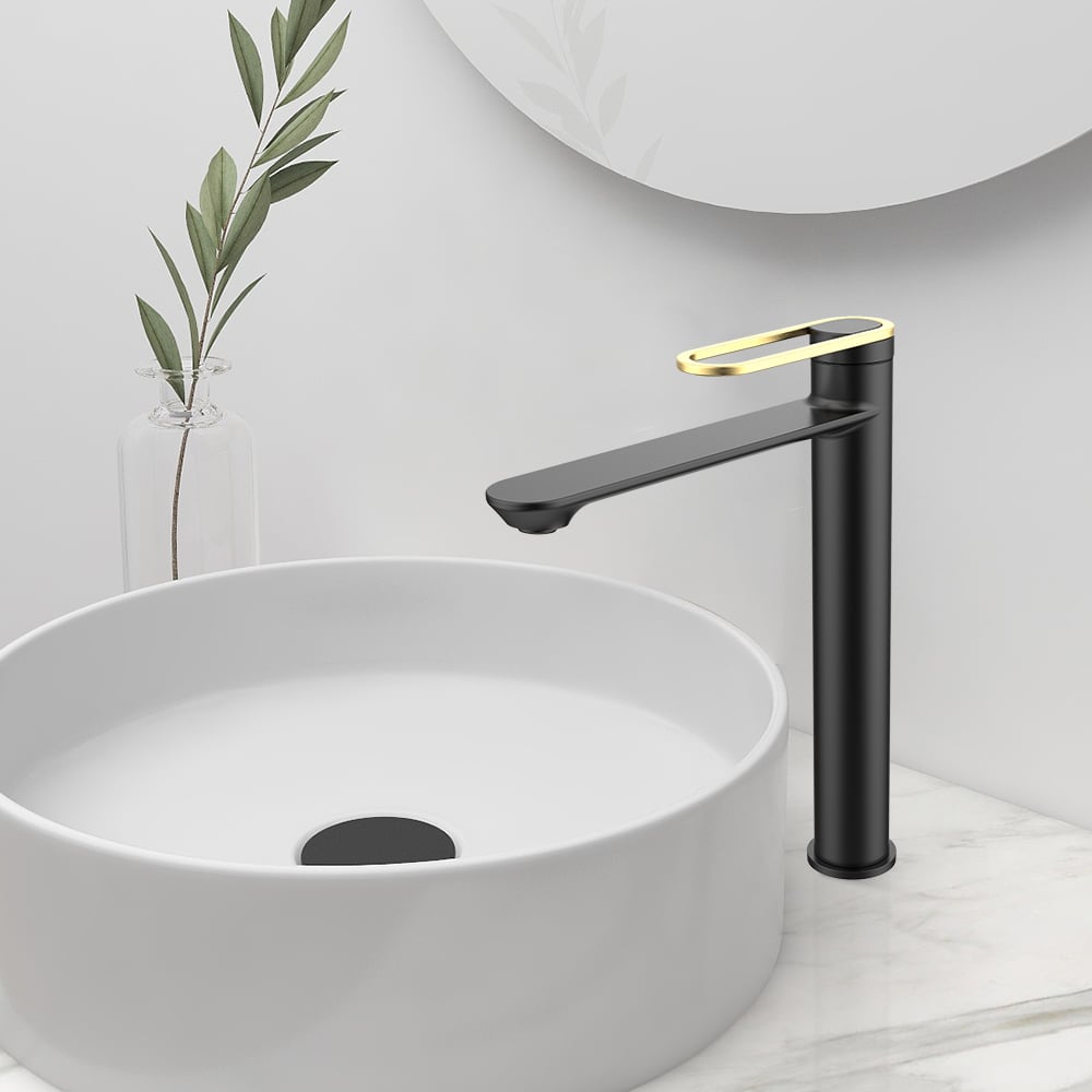 Robinet de comptoir de salle de bain à levier creux unique en laiton massif image de fenêtre